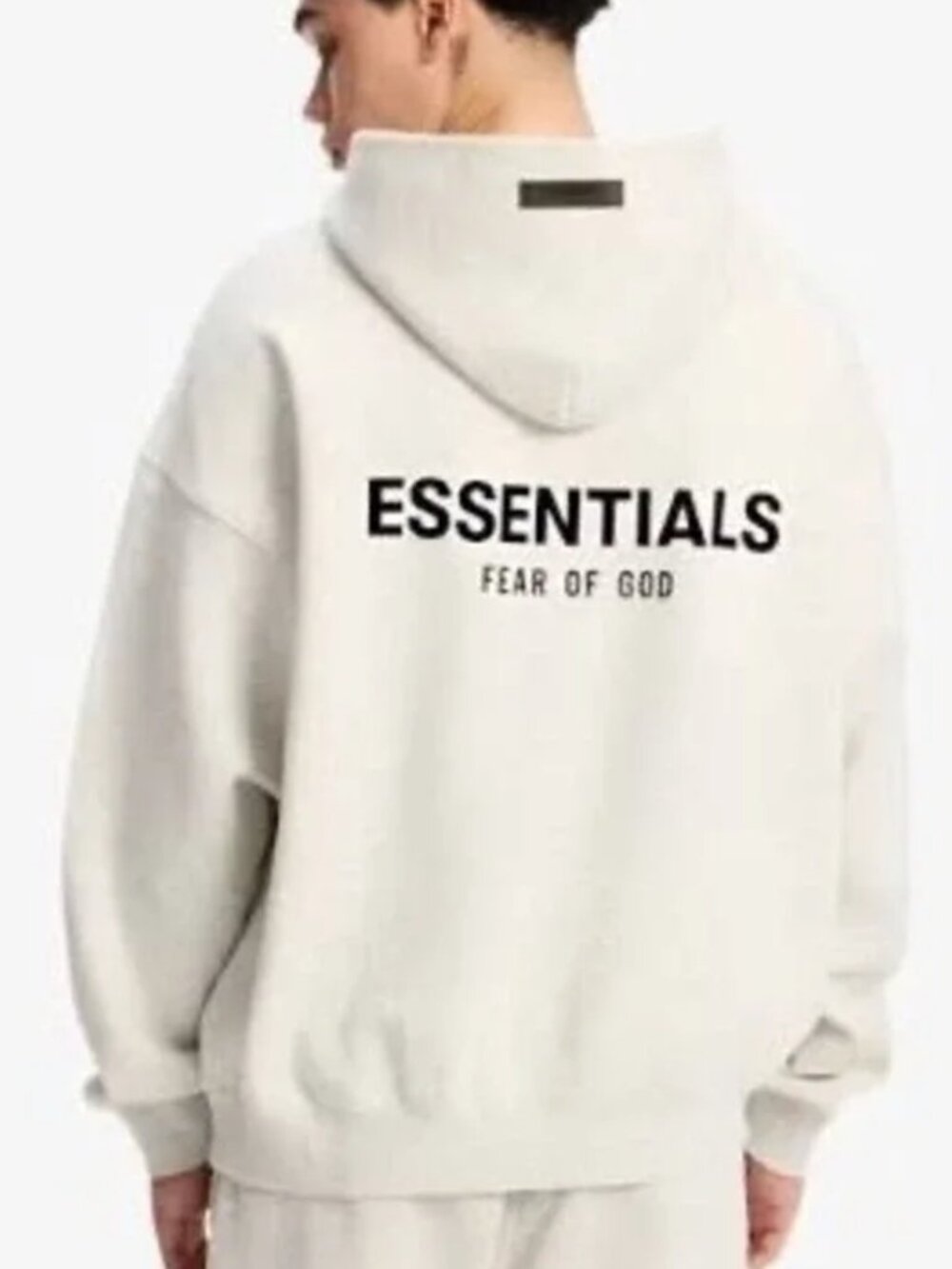 ESSENTIALS FEAR OF GOD CLASSIC HOODIE FRONT & BACK LOGO OATMEAL HEATHER unisex M